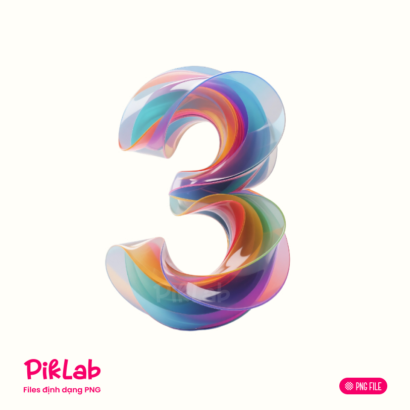 3D Colorful Abstract Number 3, Elements PNG Womenday, số 3 đa sắc, mừng ngày 8 tháng 3, PNG file